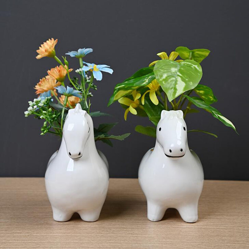 White Porcelain Creative Horse - Bonsai Garden Art ulasan dan harga